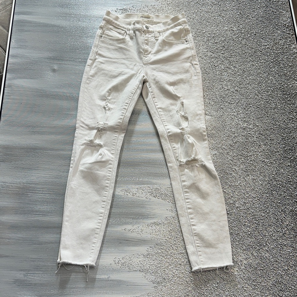Madewell White Distressed Skinny Jeans